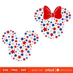 patriotic stars mickey & minnie bundle svg, 4th of july svg, independence day svg, disney svg, cricut, silhouette vector