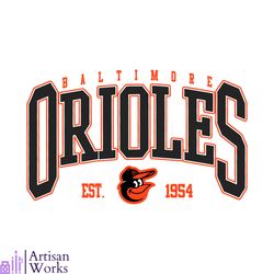 vintage baltimore oriole est 1954 baseball svg graphic designs files