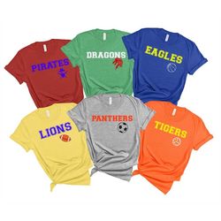 school spirit shirt, favorite team shirt, end of school gift, school sports tee, mascot team shirt, school logo shirt, s