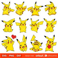 pikachu bundle svg, pokemon birthday svg, birthday party svg, pokemon svg, cricut, silhouette vector cut file