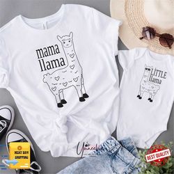 mama llama shirt, baby little llama, mommy and me outfits, mommy and baby matching,  mom and daughter, baby shower gift,