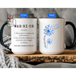 custom colon cancer support team mug, dandelion colon cancer mug, colon cancer awareness mug, colon cancer ribbon mug