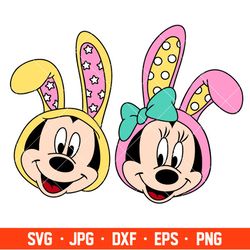 easter bunny mickey & minnie svg, free svg, daily freebies svg, cricut, silhouette vector cut file