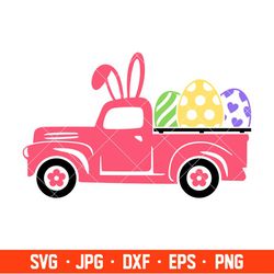 happy easter truck with eggs svg, happy easter svg, easter egg svg, spring svg, cricut, silhouette vector cut file