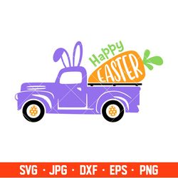 happy easter truck with carrot svg, happy easter svg, easter egg svg, spring svg, cricut, silhouette vector cut file