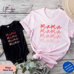 mama mini matching set for baby shower gift, mama t shirt, mini onesie, mini toddler, mini youth, new mom gift idea,baby