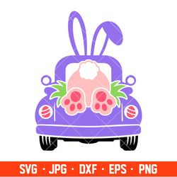 easter truck rabbit back svg, happy easter svg, easter egg svg, spring svg, cricut, silhouette vector cut file