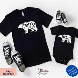 mama bear and little bear matching mother daughter outfit, mommy and me shirt mother's day gift, mama and me matching sh