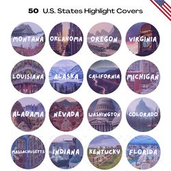 us states instagram story highlight covers, american states highlight icons, usa story covers