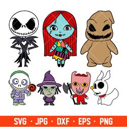 baby jack and sally bundle svg, halloween svg, oogie boogie baby svg, cricut, silhouette vector cut file