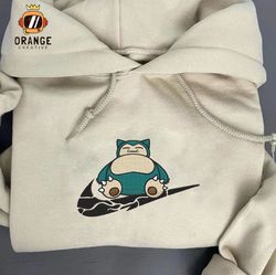 snorlax embroidered crewneck, pokemon sweatshirt, manga pokemon, anime embroidered hoodie, unisex t-shirt