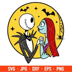 jack and sally skellington svg, halloween svg, spooky season svg, trick or treat svg, cricut, silhouette vector cut file