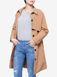 casual long sleeve single breasted slim windbreaker belt coat