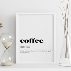 coffee definition poster | coffee lover wall and home decor | dictionary meaning frame | word art print digital file