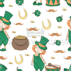 patrick boy irish holiday seamless pattern vector illustration