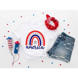 4th of July Rainbow America Shirt, 4th of July Rainbow Shirt, Rainbow Shirt, Independence Day Shirt, 4th of July Gift, I