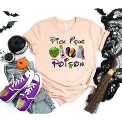 pick your poison shirt, halloween witches shirt, witch shirt, happy halloween shirt, trick or treat shirt, halloween gif