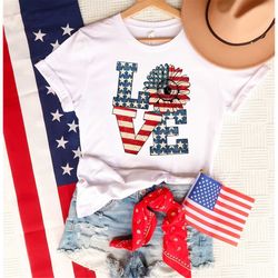 patriotic love sunflower t-shirt, american flag sunflower shirt, 4th of july shirt, independence day t-shirt, america sh