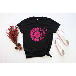 cancer sunflower shirt, cancer fighter shirt, cancer fighting shirt, cancer awareness shirt, pink ribbon shirt, motivati