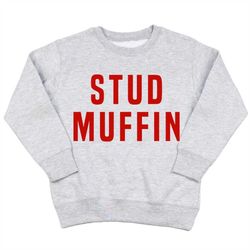 boys valentines sweatshirt, toddler boy valentine shirt, baby boy valentine outfit, gift for kids stud muffin