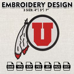 ncaa logo embroidery designs, utah utes embroidery files, ncaa utes, machine embroidery designs