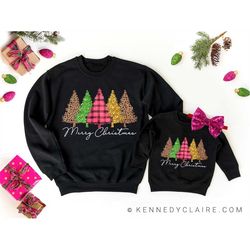 merry and bright christmas sweatshirt, mommy and me outfits, baby girl christmas outfit, mother daughter christmas gifts