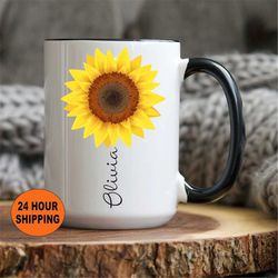 sunflower mug, personalized sunflower mug, sunflower gifts for her, sunflower cup, sunflower gifts, sunflower coffee mug