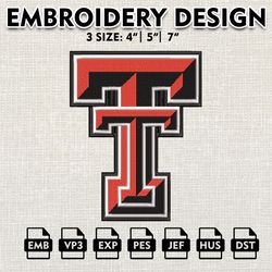 ncaa logo embroidery designs, texas tech red raiders embroidery files, ncaa texas tech, machine embroidery designs