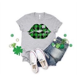 buffalo plaid shamrock lips shirt, shamrock lips shirt, st patrick's day shirt, st patrick's day, irish shirt, quote pat