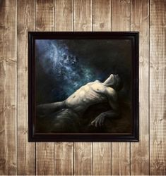 doom spirit emanation. dark gloomy wall art. black metal style painting. dark art print. 828.