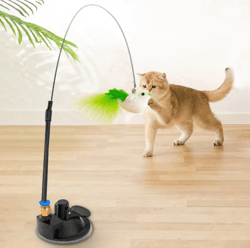 Interactive Cat Toy Funny Simulation Feather Bird with Bell Cat Stick Toy for Kitten Playing Teaser Wand Toy Cat Supplie