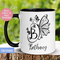 personalized butterfly mug, monogram mug, initial mug, custom name mug, personalized coffee mug, monarch butterfly mug,