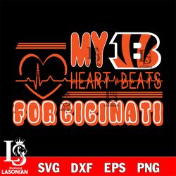 cincinnati bengals heart beats svg, digital download