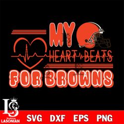 cleveland browns heart beats svg, digital download