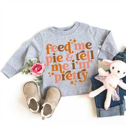 funny thanksgiving shirt for toddler girls - baby girl thanksgiving outfit, retro thanksgiving crewneck sweatshirt for k