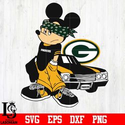 green bay packers gangster mickey mouse svg, digital download