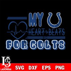 indianapolis colts heart beats svg, digital download