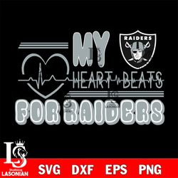 las vegas raiders heart beats svg, digital download