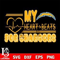 los angeles chargers heart beats svg, digital download