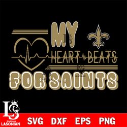 new orleans saints heart beats svg, digital download