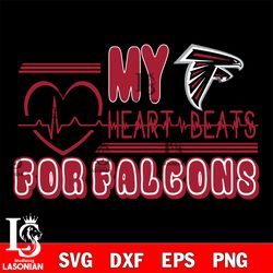 atlanta falcons heart beats svg, digital download