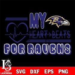 baltimore ravens heart beats svg, digital download