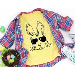 toddler boy easter outfit, hip easter bunny sunglasses shirt, baby boy easter outfit, personalize easter boys shirt