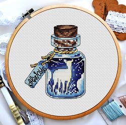 magic cross stitch, wizard cross stitch, bottle cross stitch, castle cross stitch, small cross stitch, digital pdf