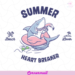 summer heart breaker shark flamingo svg, trending svg, summer svg, heart breaker svg, shark svg, flamingo svg, funny svg