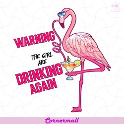 warning the girls are drinking again svg, trending svg, warning svg, flamingo svg, drinking svg, flamingo lovers svg