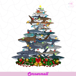 fish pine-tree christmas svg, animal svg, many fish svg, christmas bells svg, christmas decoration svg, christmas light