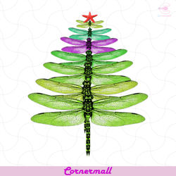 dragonfly pine-tree christmas svg, animal svg, many dragonfly svg, colored dragonfly svg, christmas decoration svg, cute