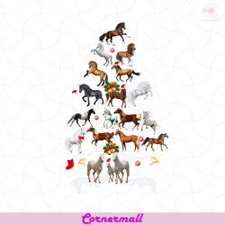 horse pine-tree christmas svg, animal svg, many horse svg, white horse svg, santa hat svg, sock svg, christmas bells svg