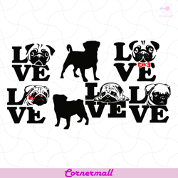 pug love bundle svg, animal svg, dog svg, love svg, pitbull svg, pug svg, red knot svg, funny animal svg, love animal sv